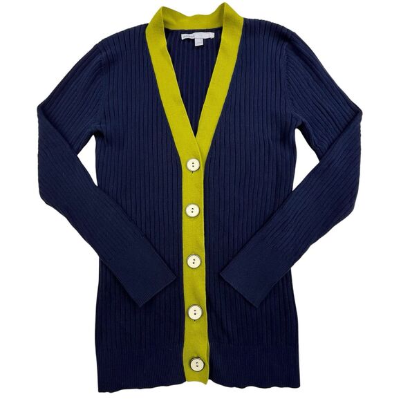 OLD NAVY Cardigan Sweater Women’s Large Ribbed Button Up Navy Blue - Picture 1 of 10